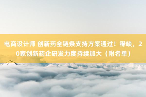 电商设计师 创新药全链条支持方案通过！稀缺，20家创新药企研发力度持续加大（附名单）